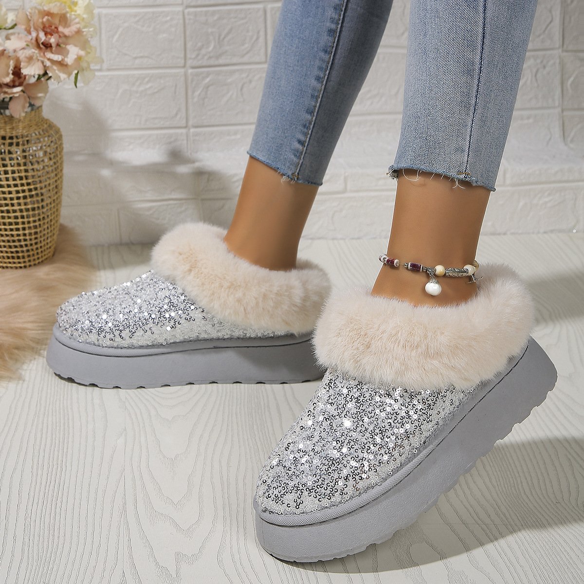 Casual Plain Slip On Flat Heel Snow Boots