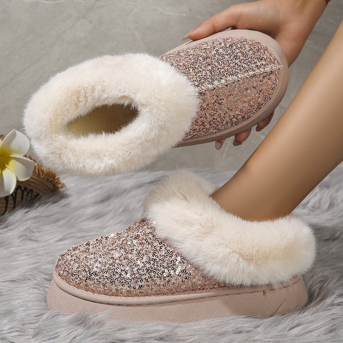 Casual Plain Slip On Flat Heel Snow Boots