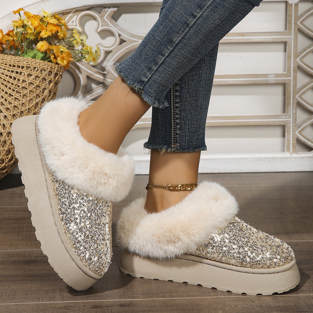 Casual Plain Slip On Flat Heel Snow Boots