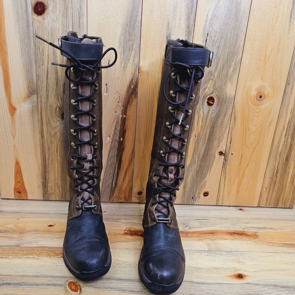 Vintage Plain Wearable Zipper Block Heel Combat Boots