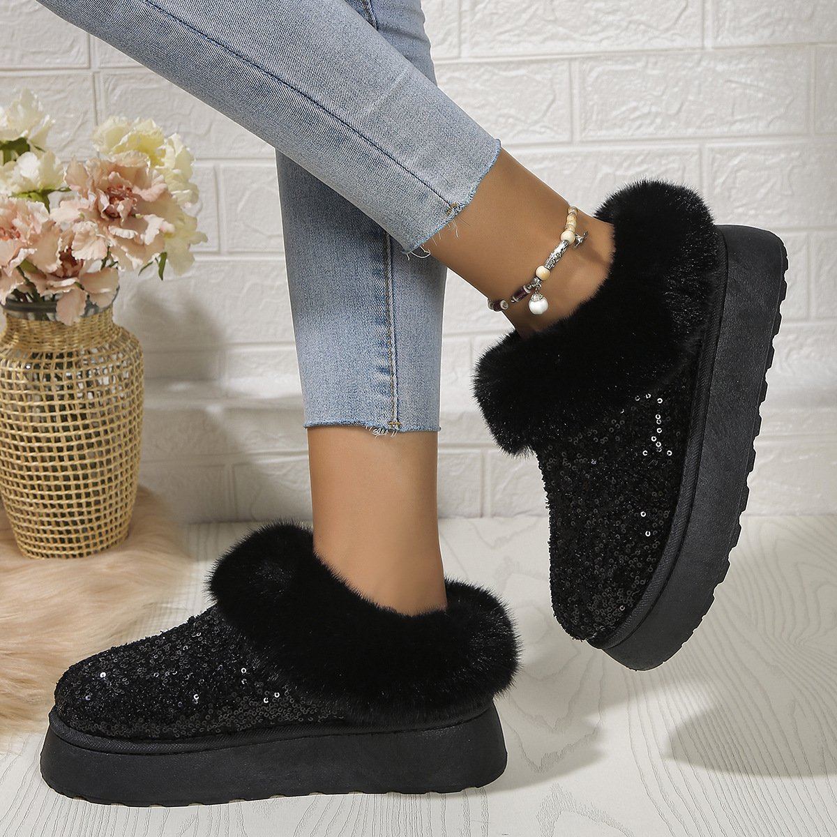 Casual Plain Slip On Flat Heel Snow Boots