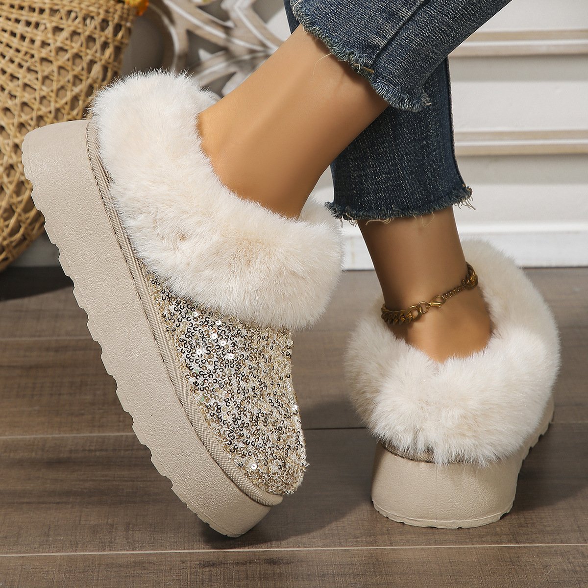 Casual Plain Slip On Flat Heel Snow Boots