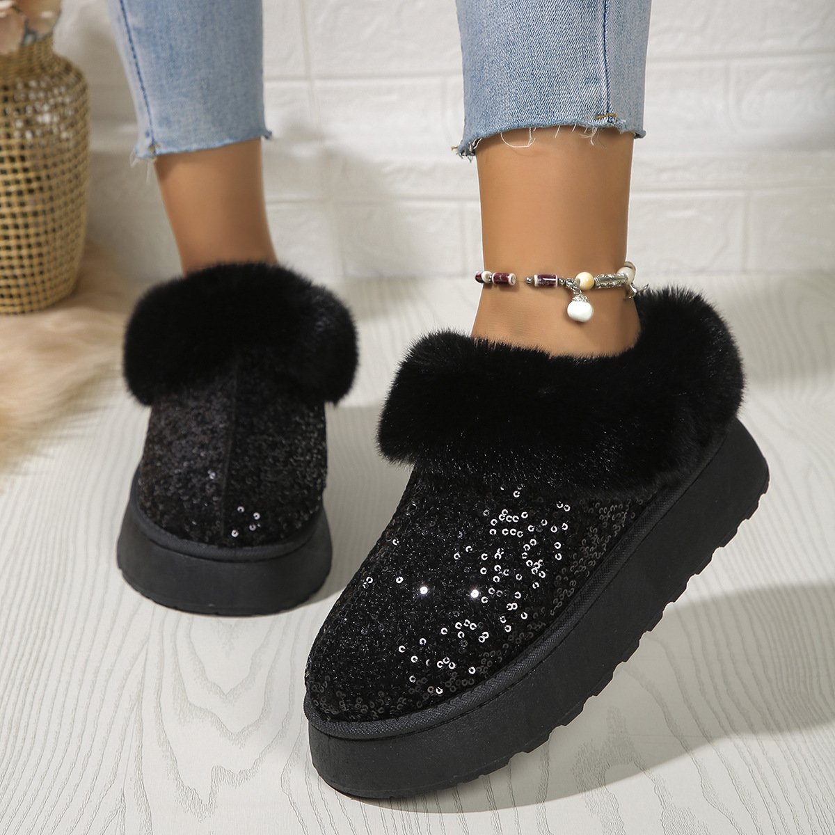 Casual Plain Slip On Flat Heel Snow Boots