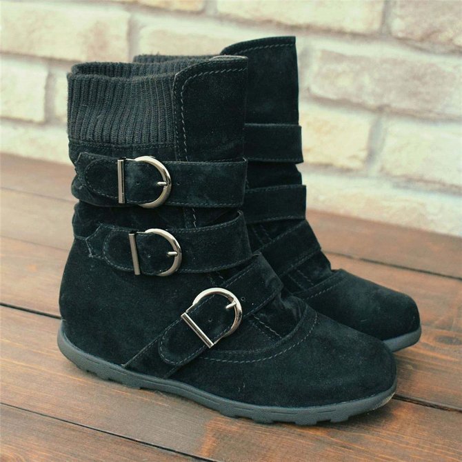 Vintage Plain Zipper Flat Heel Classic Boots