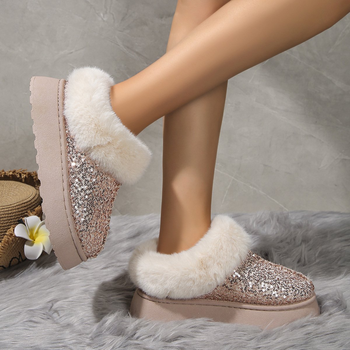 Casual Plain Slip On Flat Heel Snow Boots