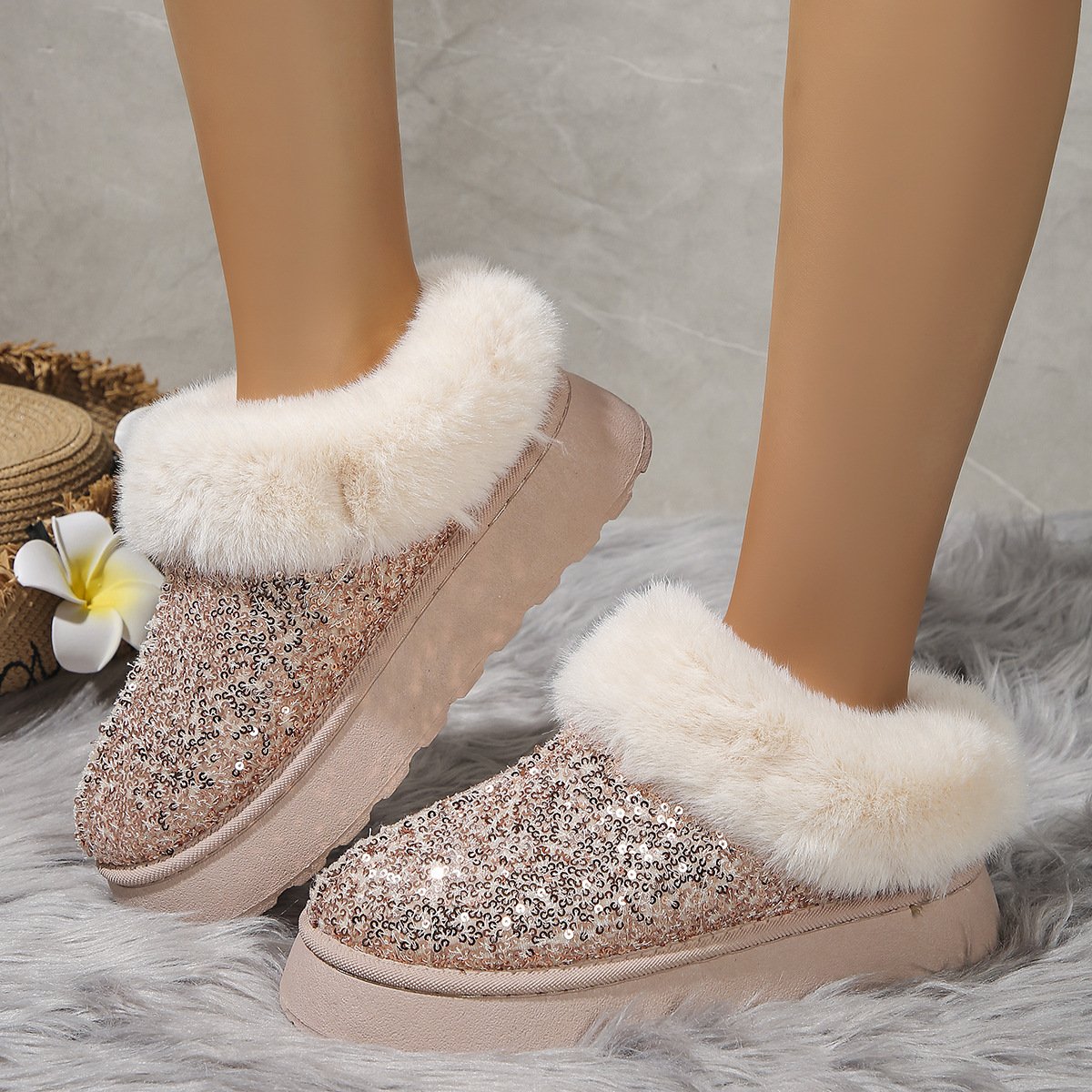 Casual Plain Slip On Flat Heel Snow Boots