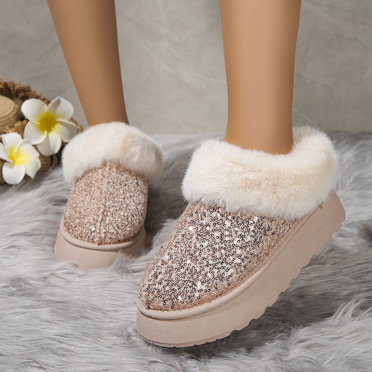 Casual Plain Slip On Flat Heel Snow Boots