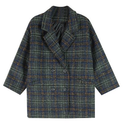 Women's Plaid Tweed Jacket Regular Loose Coat