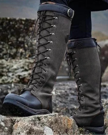 Vintage Plain Wearable Zipper Block Heel Combat Boots