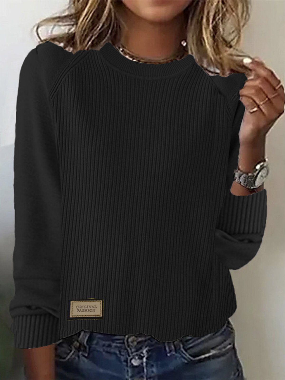 Women Yarn/Wool Yarn Plain Long Sleeve Comfy Casual Sweater