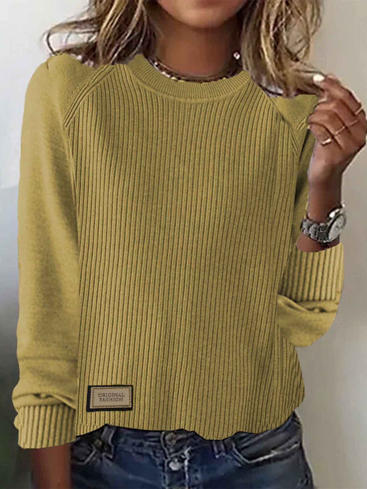 Women Yarn/Wool Yarn Plain Long Sleeve Comfy Casual Sweater