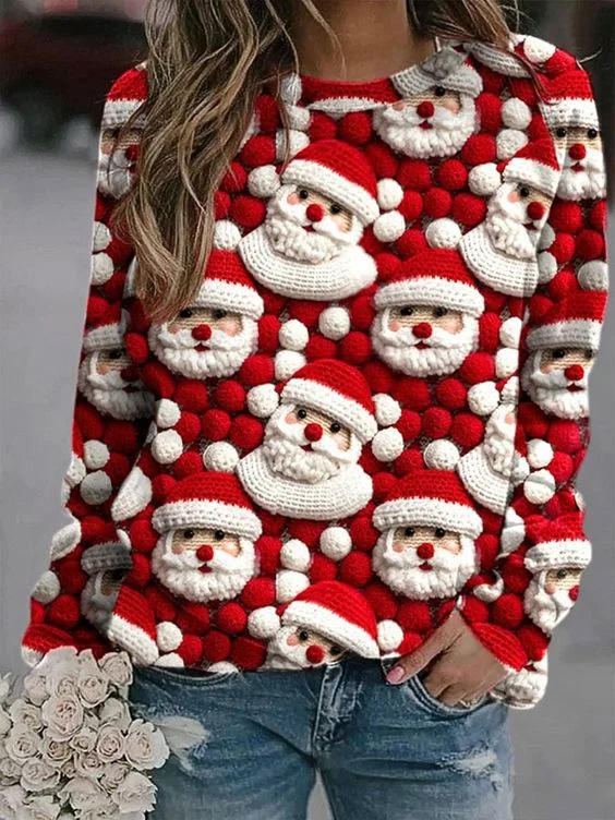 Casual Crew Neck Christmas Sweatshirt