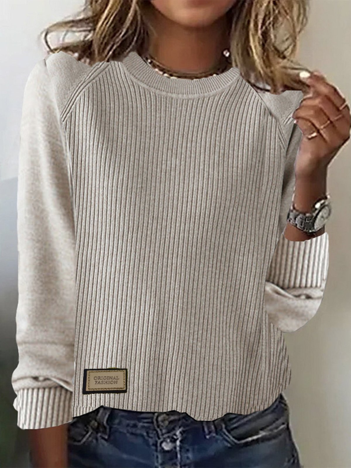 Women Yarn/Wool Yarn Plain Long Sleeve Comfy Casual Sweater