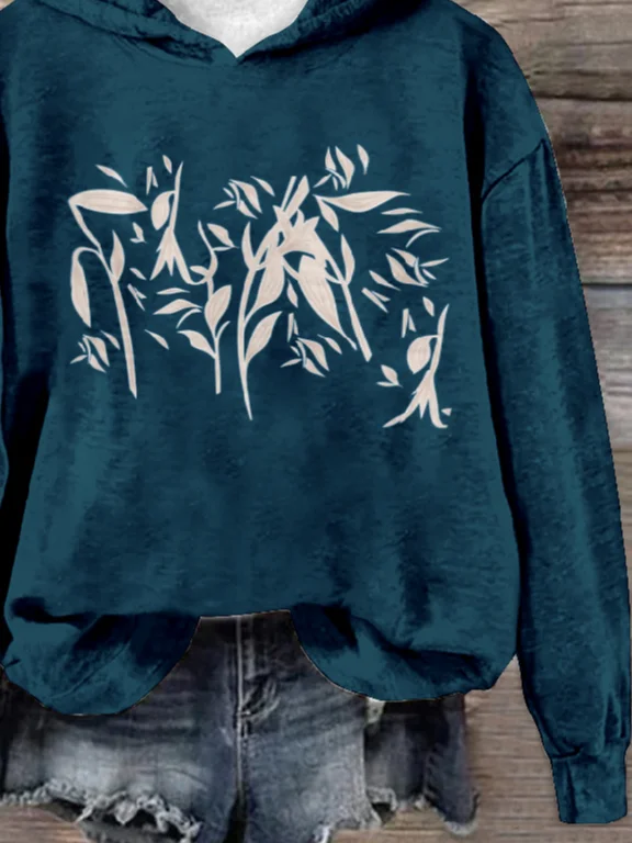 Casual Hoodie Floral Sweatshirt Zipper