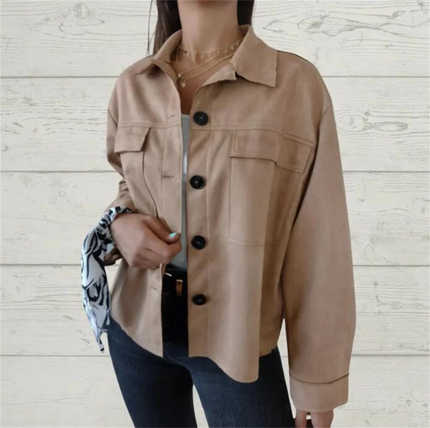 Women's Plain Regular Loose Jacket