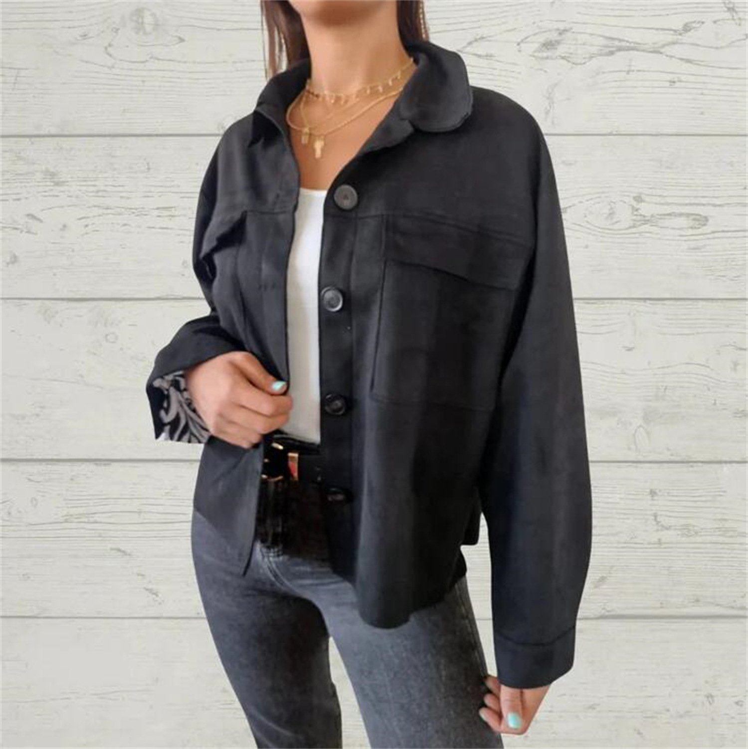 Women's Plain Regular Loose Jacket