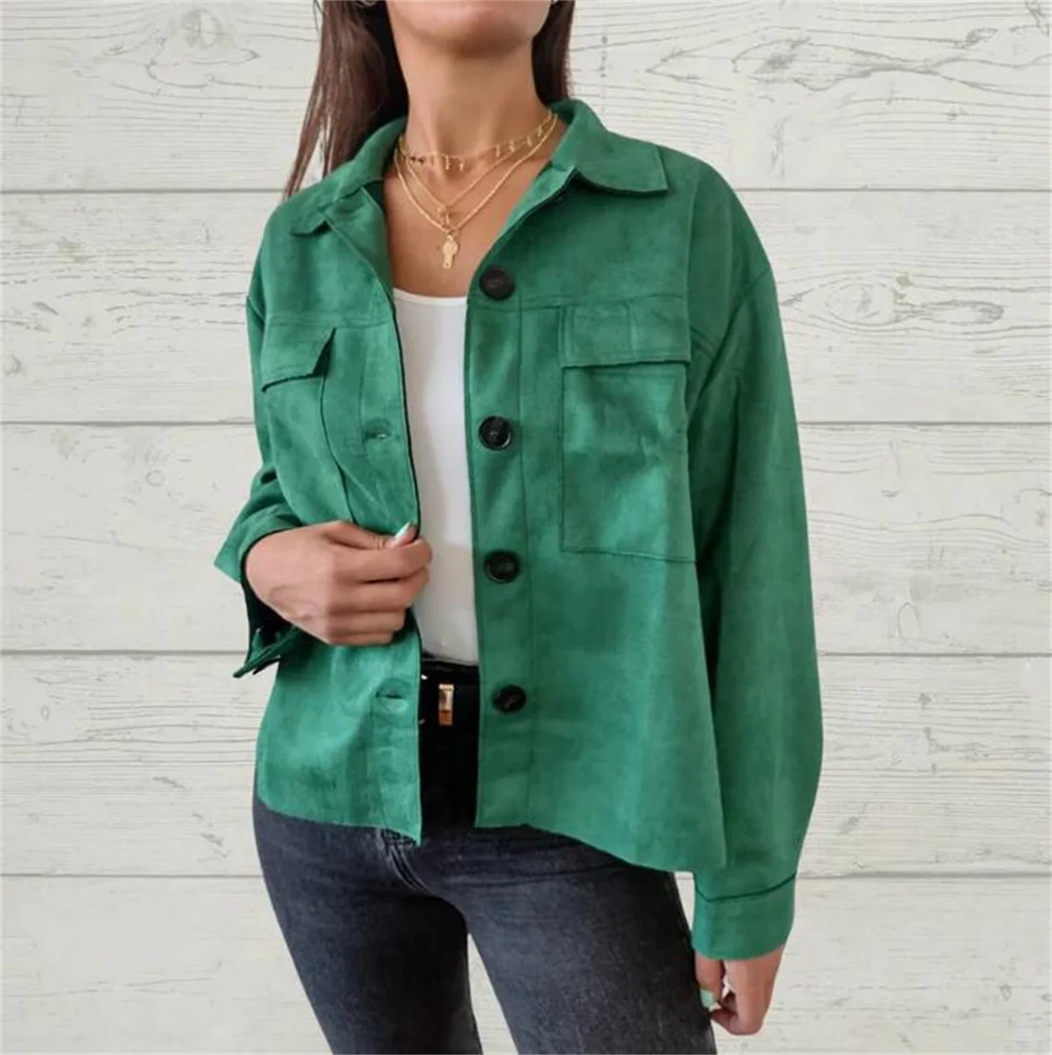 Women's Plain Regular Loose Jacket