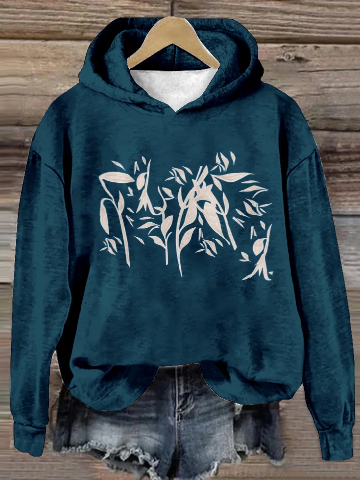 Casual Hoodie Floral Sweatshirt Zipper