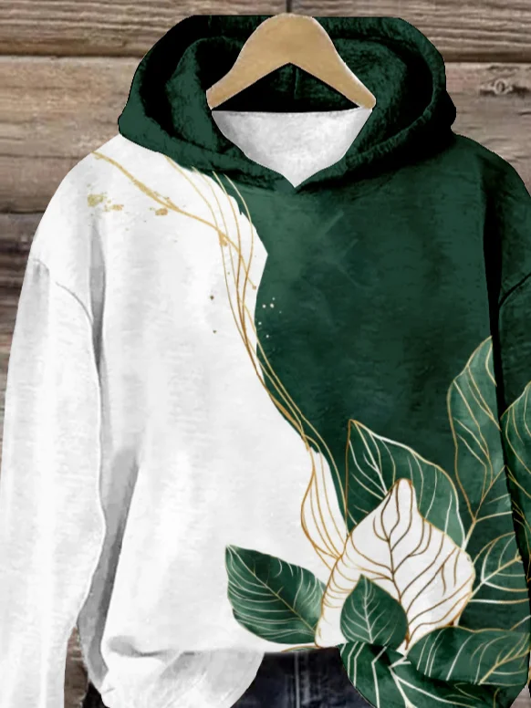 Casual Hoodie Leaf Sweatshirt Zipper