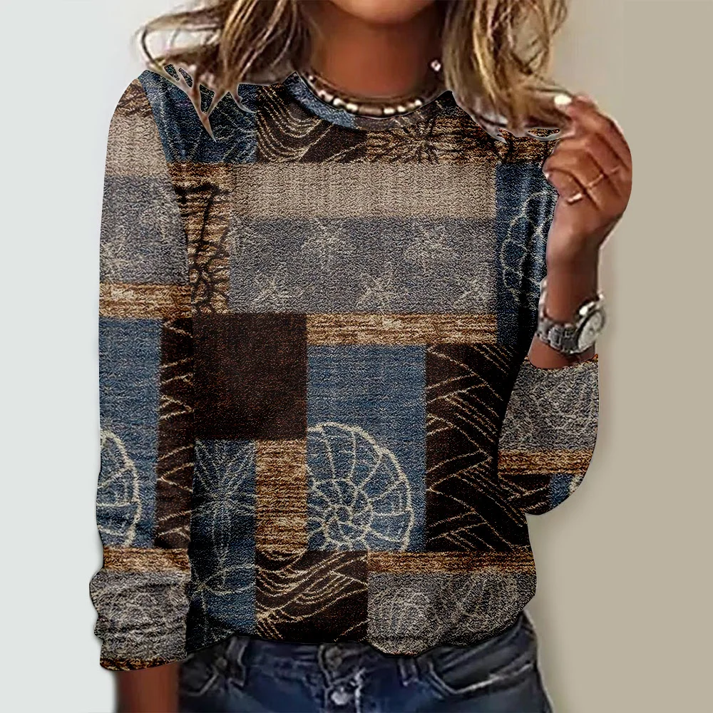 Casual Ethnic Crew Neck Long Sleeve T-shirt