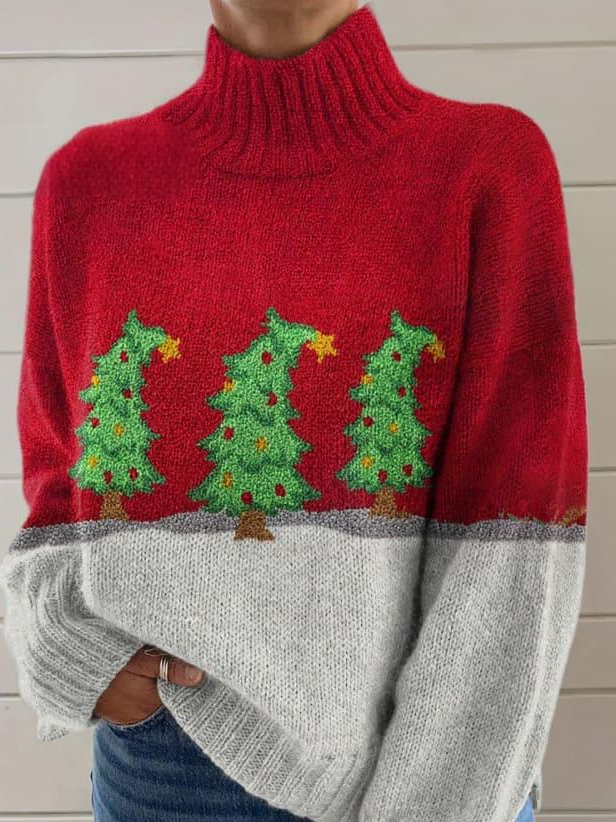 Women Yarn/Wool Yarn Christmas Long Sleeve Comfy Casual Sweater