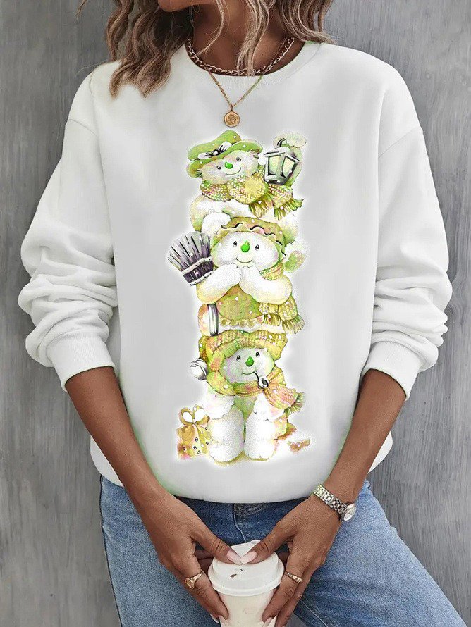 Casual Crew Neck Christmas Sweatshirt