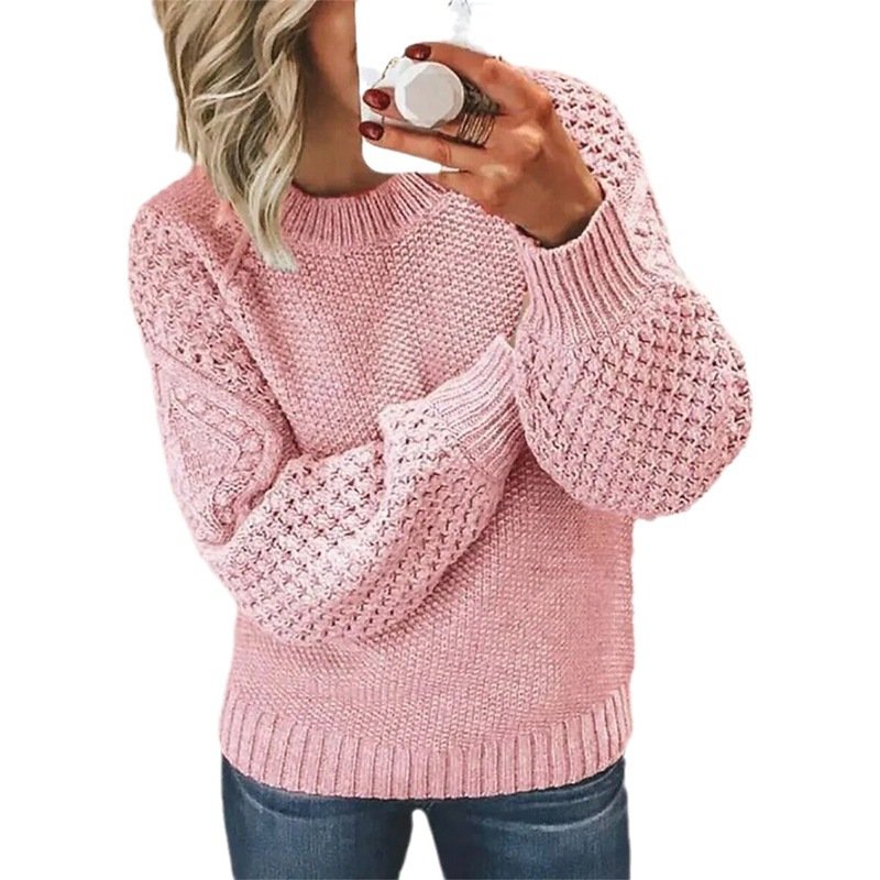 Women Yarn/Wool Yarn Plain Long Sleeve Comfy Casual Sweater