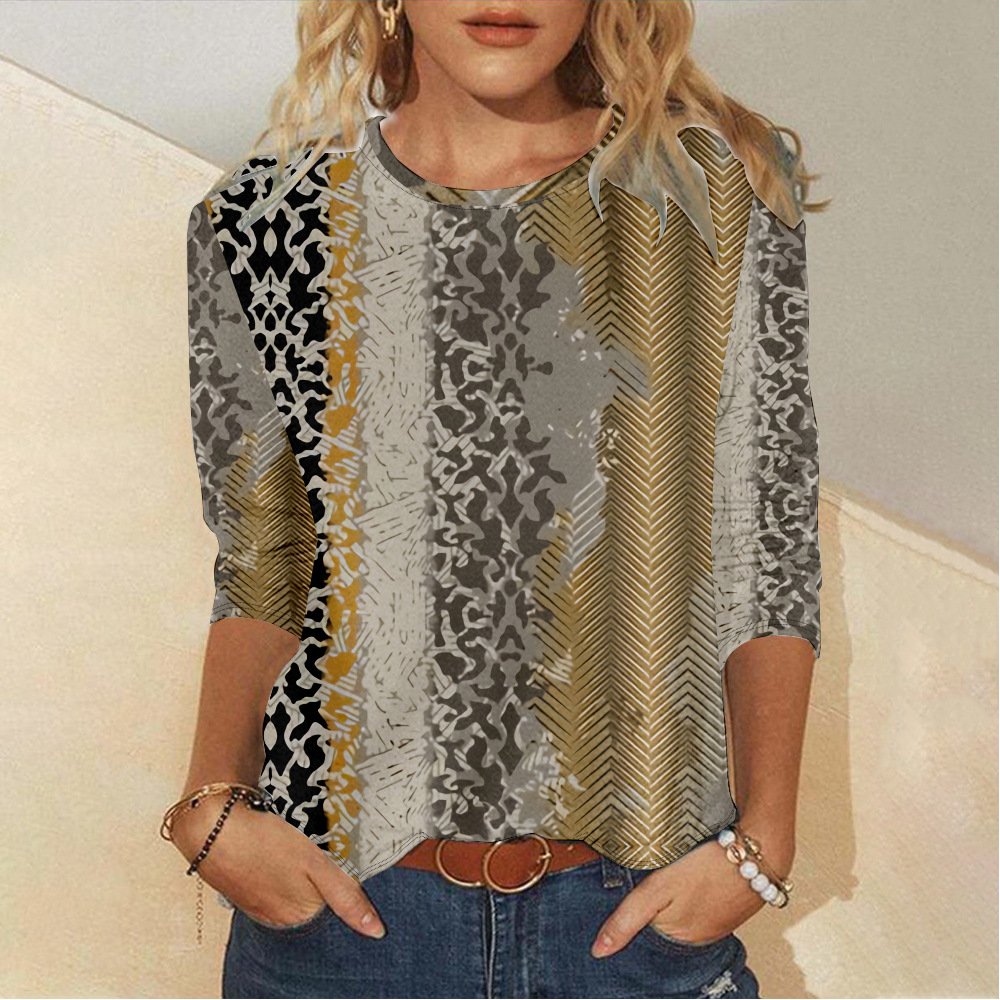 Casual Abstract Crew Neck Long Sleeve T-shirt