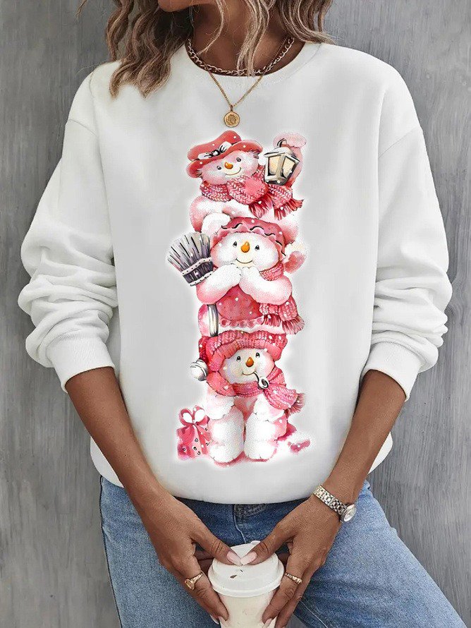 Casual Crew Neck Christmas Sweatshirt