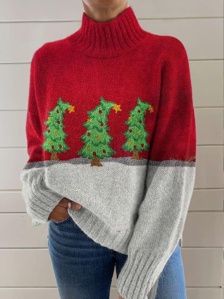 Women Yarn/Wool Yarn Christmas Long Sleeve Comfy Casual Sweater