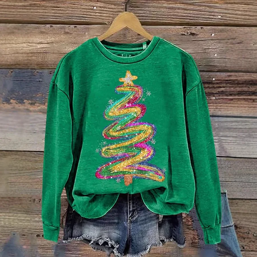 Casual Crew Neck Christmas Sweatshirt