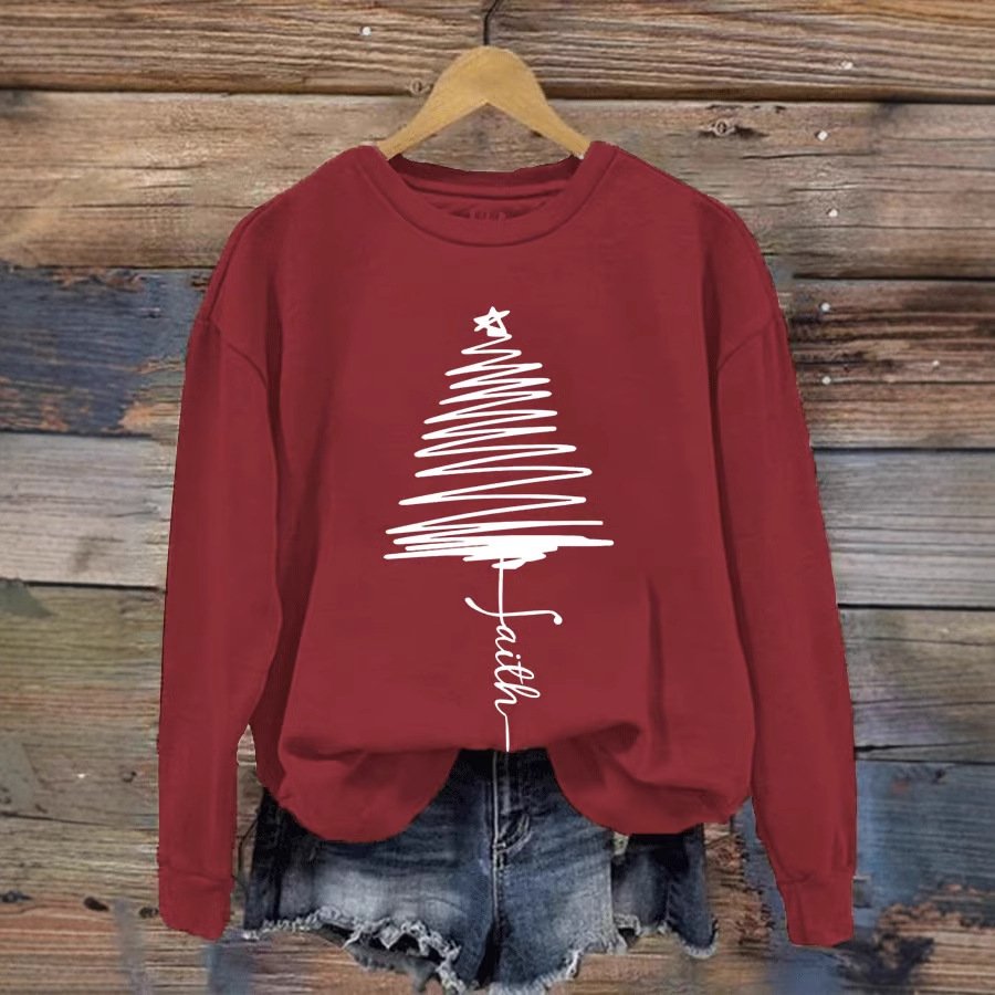 Casual Crew Neck Christmas Sweatshirt