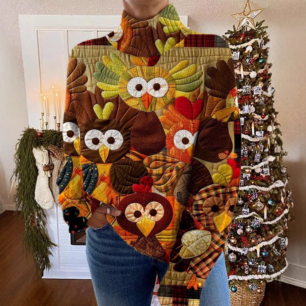 Casual Turtleneck Turkey Sweatshirt