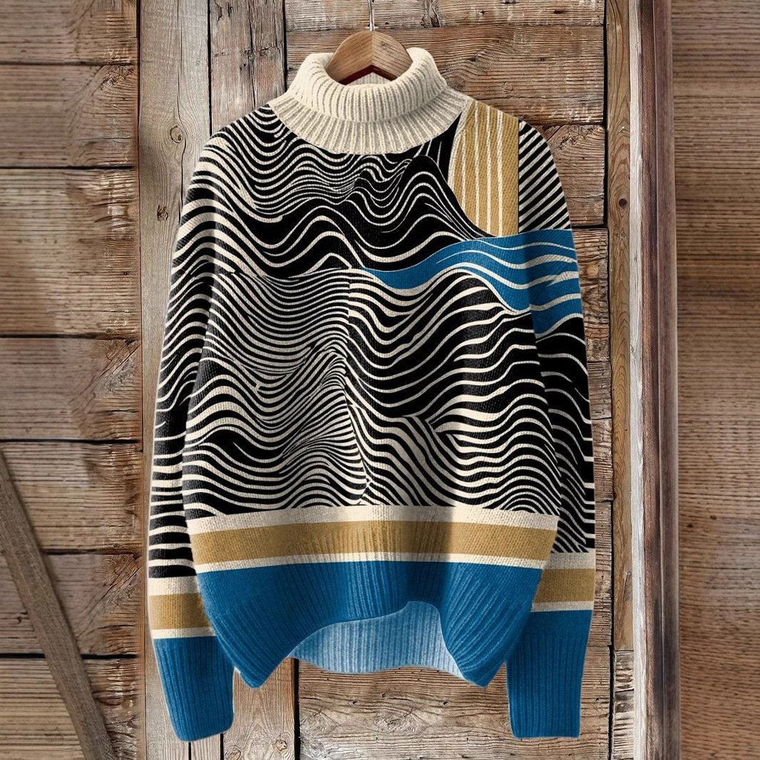 Casual Turtleneck Geometric Sweatshirt