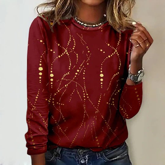 Casual Geometric Crew Neck Long Sleeve T-shirt