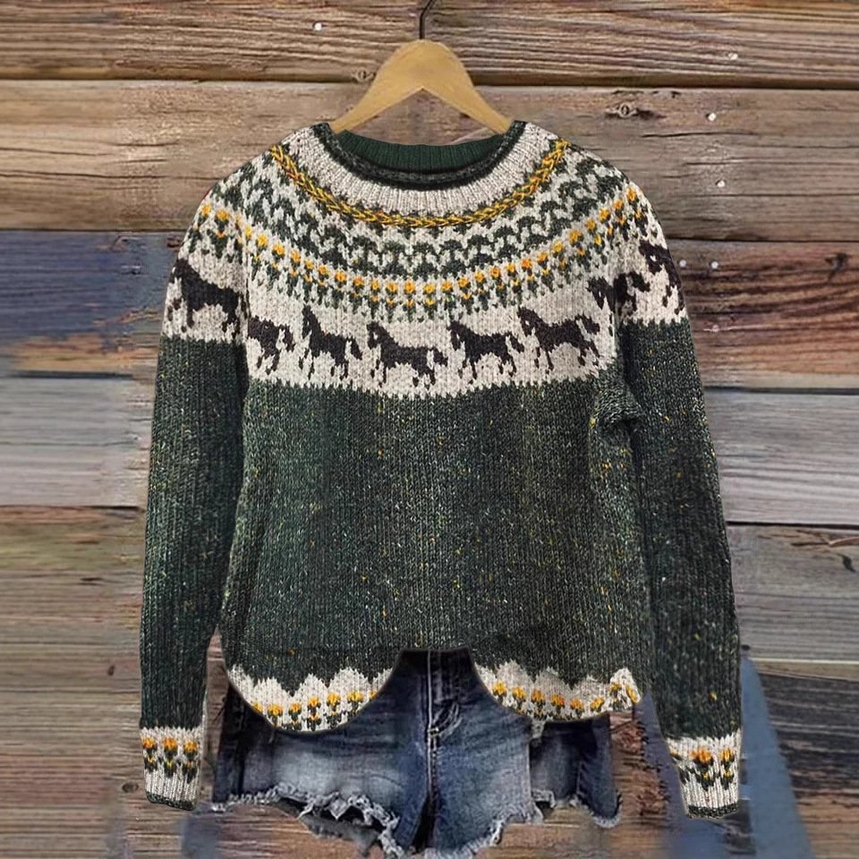 Casual Crew Neck Ethnic Sweatshirt