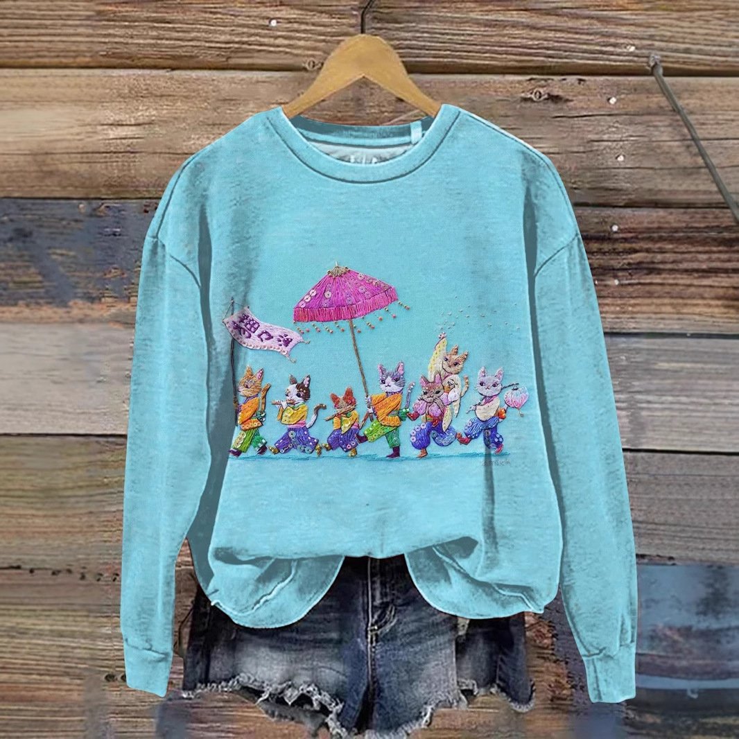 Casual Crew Neck Animal Sweatshirt