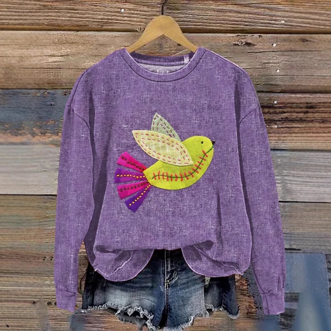 Casual Crew Neck Animal Sweatshirt