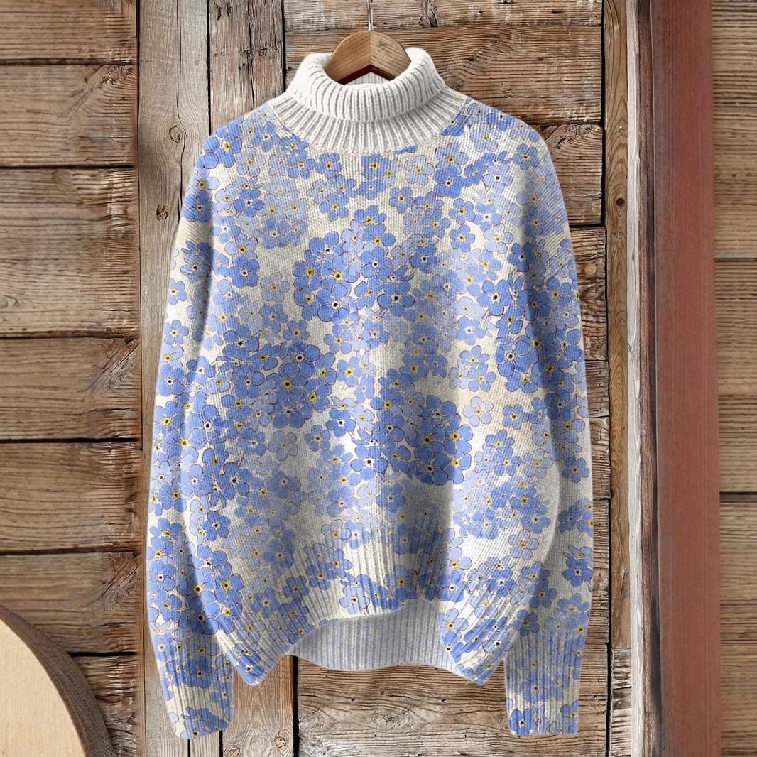 Casual Turtleneck Floral Sweatshirt