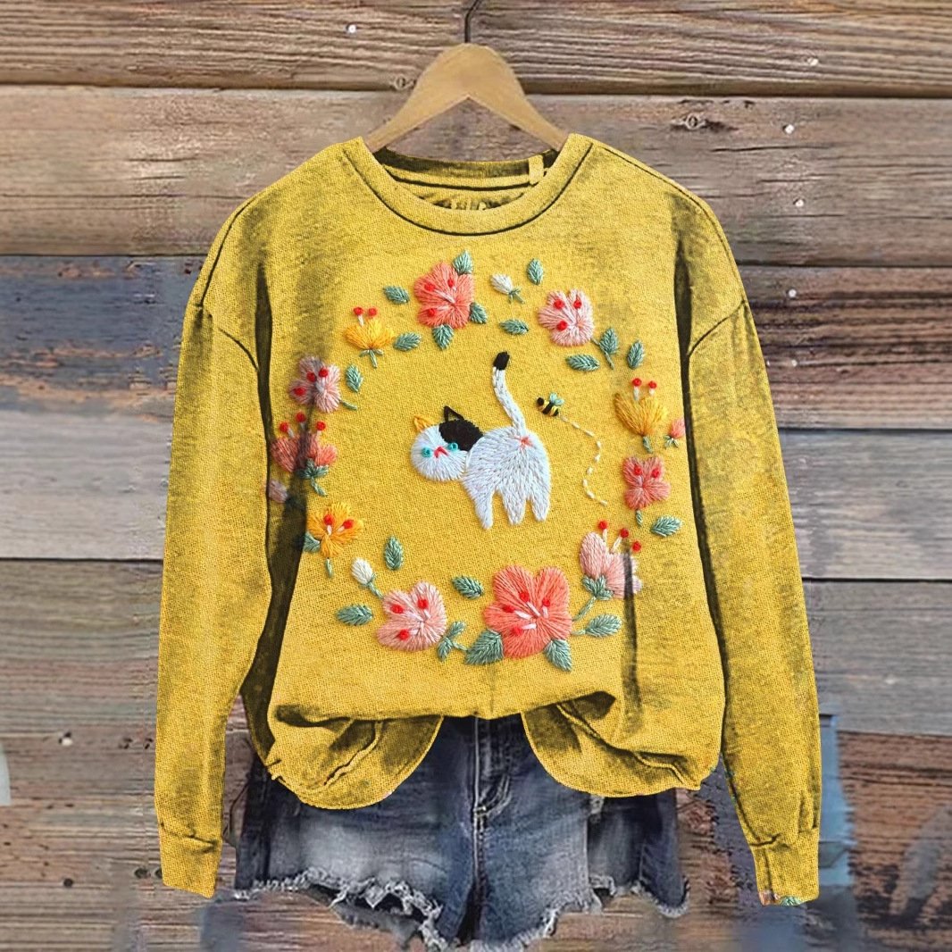 Casual Crew Neck Animal Sweatshirt