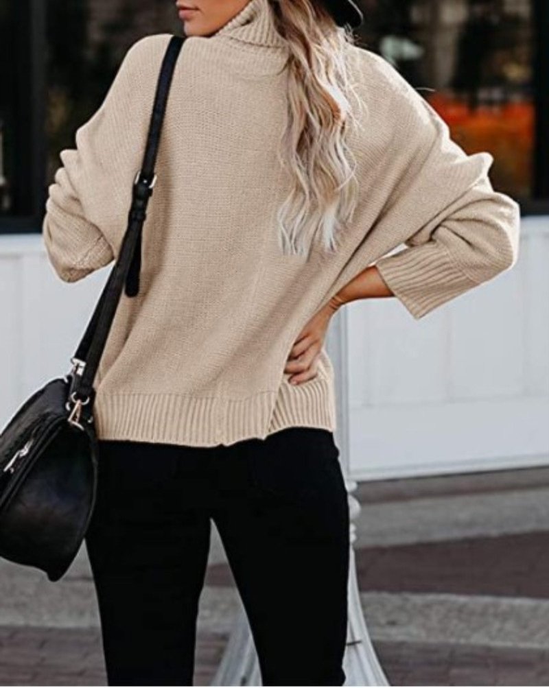 Women Yarn/Wool Yarn Plain Long Sleeve Comfy Casual Sweater