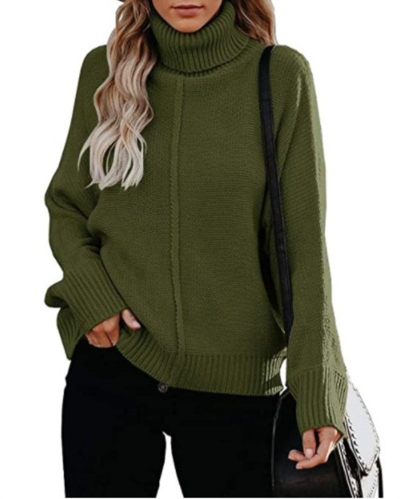 Women Yarn/Wool Yarn Plain Long Sleeve Comfy Casual Sweater