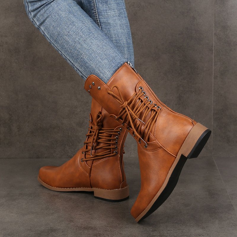 Casual Plain Zipper Block Heel Riding Boots