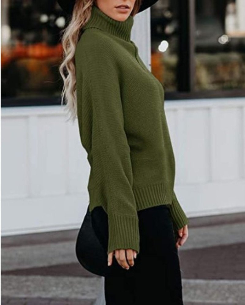 Women Yarn/Wool Yarn Plain Long Sleeve Comfy Casual Sweater