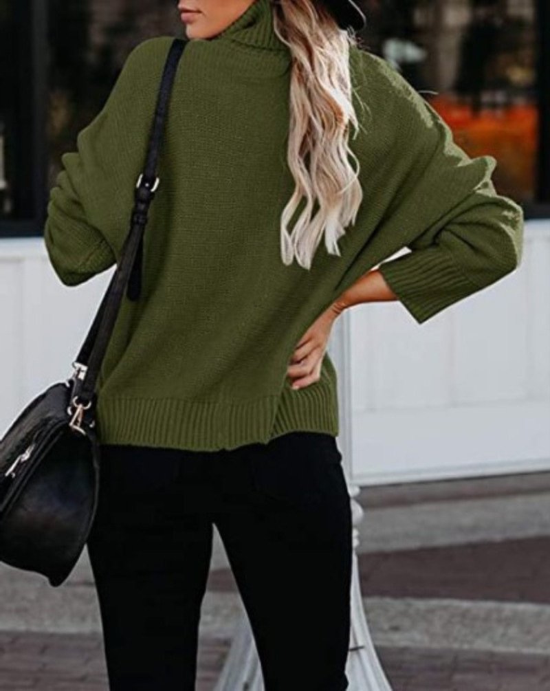 Women Yarn/Wool Yarn Plain Long Sleeve Comfy Casual Sweater