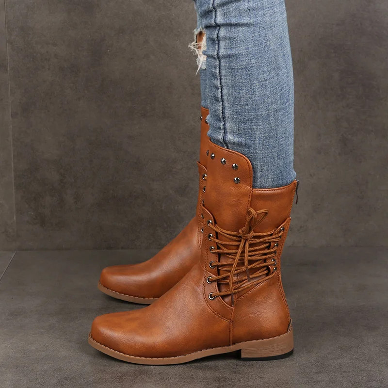 Casual Plain Zipper Block Heel Riding Boots