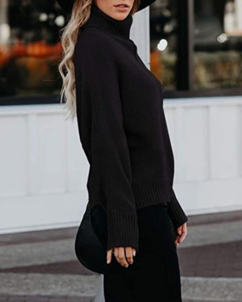 Women Yarn/Wool Yarn Plain Long Sleeve Comfy Casual Sweater