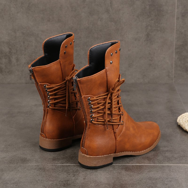 Casual Plain Zipper Block Heel Riding Boots