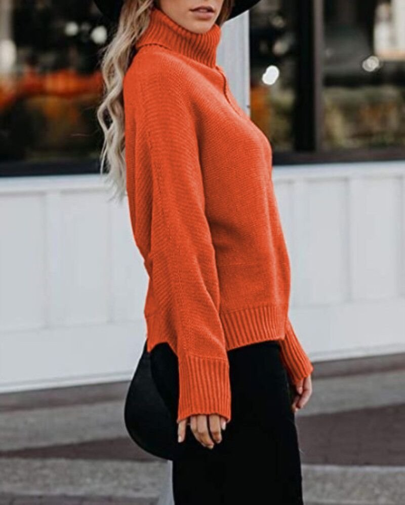 Women Yarn/Wool Yarn Plain Long Sleeve Comfy Casual Sweater