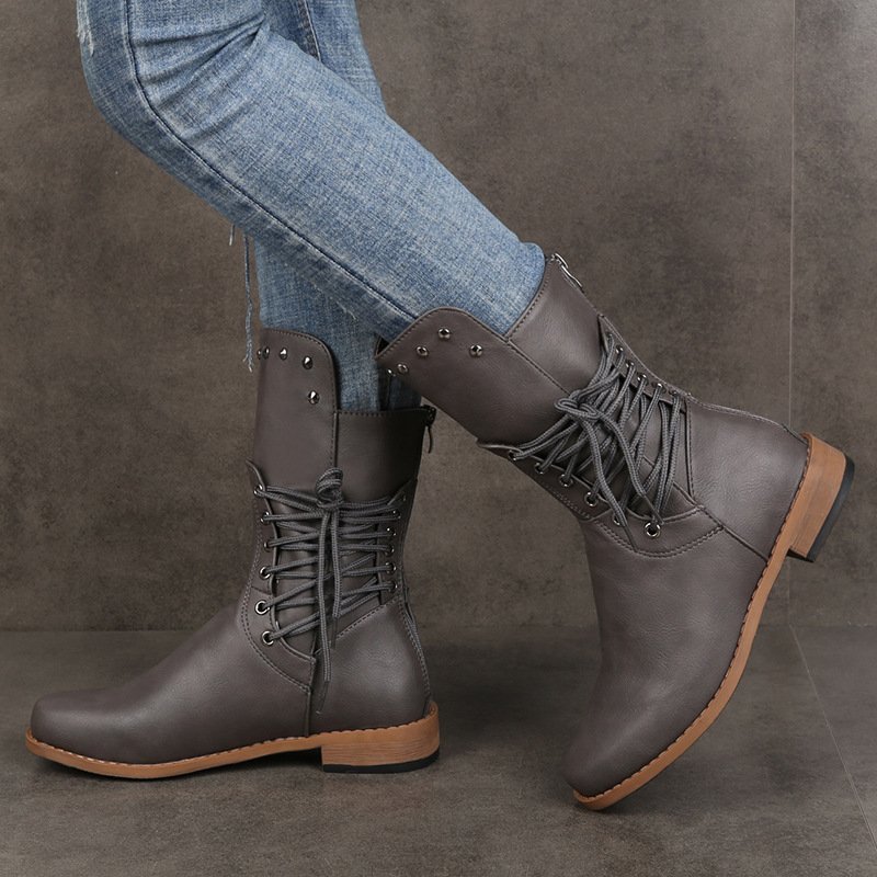 Casual Plain Zipper Block Heel Riding Boots